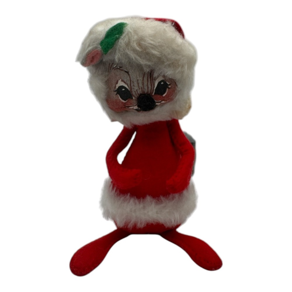 Vintage 1965 AnnaLee Mobilitee Santa Mouse Mobilitee Doll 6" tall EUC